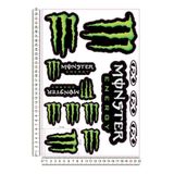 Redline Grafik Monster Yeşil Motosiklet Sticker Seti