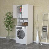 Redline Mobilya Çamaşır Makinesi Dolabı, Banyo Dolabı, 4 Raflı, Kapaklı, Beyaz Dolap