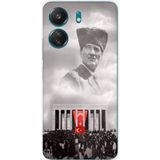 Redmi 13C Uyumlu Bulutların Üzerindeki Lider Kalpaklı Atatürk Baskılı Silikon Kılıf