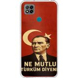 Redmi 9C / 10A Uyumlu Ne Mutlu Türkiye Bayrak Atatürk Baskılı Silikon Kılıf