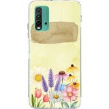 Redmi 9T-POCO M3 Uyumlu Sulu Boya Dokulu Vazoda Çiçek Desenli Baskılı Silikon Kılıf