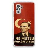 Redmi Note 10 / 10S Uyumlu Ne Mutlu Türkiye Bayrak Atatürk Baskılı Silikon Kılıf