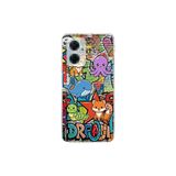 Redmi Note 11E ile Uyumlu Grafiti Mini Tasarımlı Şeffaf Silikon Kılıf