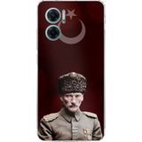 Redmi Note 11E Uyumlu Ay Yıldız ve Başkomutan Atatürk Baskılı Silikon Kılıf