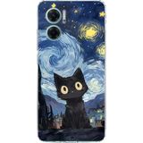 Redmi Note 11E Uyumlu Gece Yarısı Kedi Tasarımlı Baskılı Silikon Kılıf