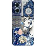 Redmi Note 11E Uyumlu Geleneksel Motifli Beyaz At Baskılı Silikon Kılıf