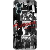 Redmi Note 11E Uyumlu Kırmızı Mustafa Kemal Atatürk İmza Baskılı Silikon Kılıf