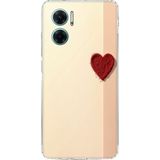 Redmi Note 11E Uyumlu Krem Zeminli Kırmızı Kalp Baskılı Silikon Kılıf