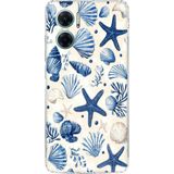 Redmi Note 11E Uyumlu Mavi Deniz Kabuğu ve Yıldız Desenli Baskılı Silikon Kılıf