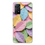 Redmi Note 11E Uyumlu Pastel Damlalıklı Yapraklar Baskılı Silikon Kılıf