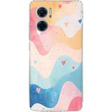 Redmi Note 11E Uyumlu Pastel Renkli Dalgalı ve Kalp Baskılı Silikon Kılıf