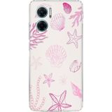 Redmi Note 11E Uyumlu Pembe Deniz Yıldızı ve Kabuk Baskılı Silikon Kılıf