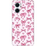 Redmi Note 11E Uyumlu Pembe Fiyonk ve Kalp Desenli Baskılı Silikon Kılıf