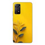 Redmi Note 11E Uyumlu Sarı Siyah Çiçekler Baskılı Silikon Kılıf