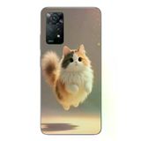 Redmi Note 11E Uyumlu Zıplayan Kedi Baskılı Silikon Kılıf