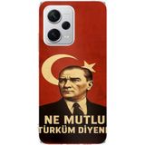Redmi Note 12 PRO PLUS Uyumlu Ne Mutlu Türkiye Bayrak Atatürk Baskılı Silikon Kılıf