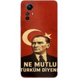 Redmi Note 12S Uyumlu Ne Mutlu Türkiye Bayrak Atatürk Baskılı Silikon Kılıf