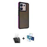 Redmi Note 13 Pro 5G Kılıf Eksen Işık - Siyah 3D Antistatik Cam Ekran Koruyucu + Şeffaf Kamera