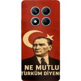Redmi Note 14 PRO 4G Uyumlu Ne Mutlu Türkiye Bayrak Atatürk Baskılı Silikon Kılıf
