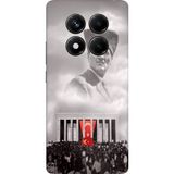 Redmi Note 14 PRO 5G Uyumlu Bulutların Üzerindeki Lider Kalpaklı Atatürk Baskılı Silikon Kılıf