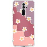 Redmi Note 8 Pro Uyumlu Gül Kurusu ve Lila Tonlu Dalgalı Papatya Baskılı Silikon Kılıf