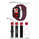 Redmi Note 9 Uyumlu Bordo Akıllı Saat Watch 10 Mini Kordon Hediyeli Amoled Ekran 41Mm