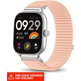 Redmi Watch 4 / Redmi Watch 5 Uyumlu Hasır Örgü Spor Cırtlı Naylon Kordon 20MM - Pudra