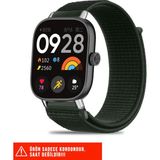 Redmi Watch 4 / Redmi Watch 5 Uyumlu Hasır Örgü Spor Cırtlı Pratik Naylon Kordon 20MM - Koyu Yeşil