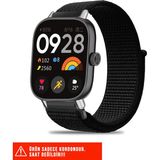 Redmi Watch 4 / Redmi Watch 5 Uyumlu Hasır Örgü Spor Cırtlı Pratik Naylon Kordon 20MM - Siyah