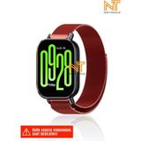 Redmi Watch 5 Active / Redmi 5 Lite Uyumlu Milanes Örgü Hasır Metal Kordon - Koyu Kırmızı