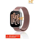Redmi Watch 5 Active / Redmi 5 Lite Uyumlu Milanes Örgü Hasır Metal Kordon - Rose Pink