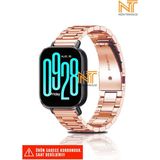 Redmi Watch 5 Active / Redmi 5 Lite Uyumlu Paslanmaz Çelik Baklalı Metal Kordon - Rose Gold