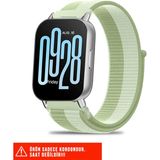 Redmi Watch 5 Active / Redmi Watch 5 Lite Uyumlu Hasır Örgü Cırtlı Naylon Kordon 22MM - Açık Yeşil