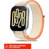 Redmi Watch 5 Active / Redmi Watch 5 Lite Uyumlu Hasır Örgü Cırtlı Naylon Kordon 22MM - Bej