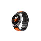 RedMud Teknoloji Huawei Watch Gt3 Pro Gt4 46 mm İle Uyumlu Çift Renkli Yumuşak Dokulu (22 MM) Silikon Kordon Siyah-Turuncu