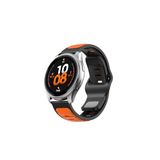 RedMud Teknoloji Huawei Watch Gt4 46 mm İle Uyumlu Çift Renkli Yumuşak Dokulu (22 MM) Silikon Kordon Siyah-Turuncu
