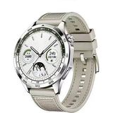 Redmud Teknoloji Huawei Watch Gt4 46 mm ile Uyumlu Kordon Dikiş Desenli 22 mm Jazzy Spor Kayış - Krem