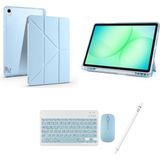 Redmud Teknoloji Ipad 10.nesil 10.9" A2696 A2757 A2777 ile Uyumlu Standlı Kılıf Klavye Mouse ve Dokunmatik Kalem Seti - Mavi