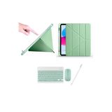 Redmud Teknoloji Ipad 10.nesil 10.9" A2696 A2757 A2777 ile Uyumlu Standlı Kılıf Klavye Mouse ve Dokunmatik Kalem Seti - Yeşil
