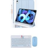 Redmud Teknoloji Ipad 10.nesil 10.9 Inç ile Uyumlu Tablet Kılıfı ve Klavye Mouse Set Kalem Bölmeli Smart Kılıf - Mavi