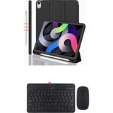 Redmud Teknoloji Ipad 10.nesil 10.9 Inç ile Uyumlu Tablet Kılıfı ve Klavye Mouse Set Kalem Bölmeli Smart Kılıf - Siyah