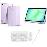 Redmud Teknoloji Ipad 11.nesil A16 2025 A3354 A3355 ile Uyumlu Standlı Kılıf Klavye Mouse ve Dokunmatik Kalem Seti - Lila