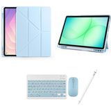 Redmud Teknoloji Ipad 8. Nesil ve 9. Nesil 10.2 Inç ile Uyumlu Standlı Kılıf Klavye Mouse ve Dokunmatik Kalem Set - Açık Mavi