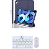 Redmud Teknoloji Ipad Air 11 Inç 6.nesil ile Uyumlu Tablet Kılıfı ve Klavye Mouse Set Kalem Bölmeli Smart Kılıf - Lacivert