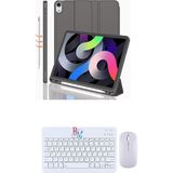 Redmud Teknoloji Ipad Air 4.5.6.nesil 10.9 Inç ile Uyumlu Tablet Kılıfı ve Klavye Mouse Set Kalem Bölmeli Smart Kılıf - Koyu Gri