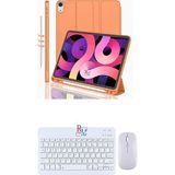 Redmud Teknoloji Ipad Air 4.nesil 10.9 Inç ile Uyumlu Tablet Kılıfı ve Klavye Mouse Set Kalem Bölmeli Smart Kılıf - Turuncu