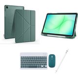 Redmud Teknoloji Samsung Galaxy Tab A11 Plus SM-X230 ile Uyumlu Standlı Kılıf Klavye Mouse ve Dokunmatik Kalem Seti - Haki