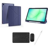 Redmud Teknoloji Samsung Galaxy Tab A11 Plus SM-X230 ile Uyumlu Standlı Kılıf Klavye Mouse ve Dokunmatik Kalem Seti - Lacivert