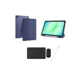 Redmud Teknoloji Samsung Galaxy Tab A11 Plus SM-X230 ile Uyumlu Standlı Kılıf Klavye Mouse ve Dokunmatik Kalem Seti - Lacivert