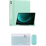 Redmud Teknoloji Samsung Galaxy Tab S10 Plus Uyumlu Tablet Kılıfı ve Klavye Mouse Set Kalem Bölmeli Smart Kılıf - Yeşil